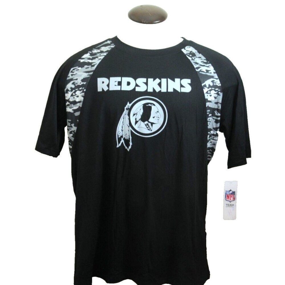 Washington Redskins NFL Team Apparel Men's SS Camo Shirt Black Grey NWT